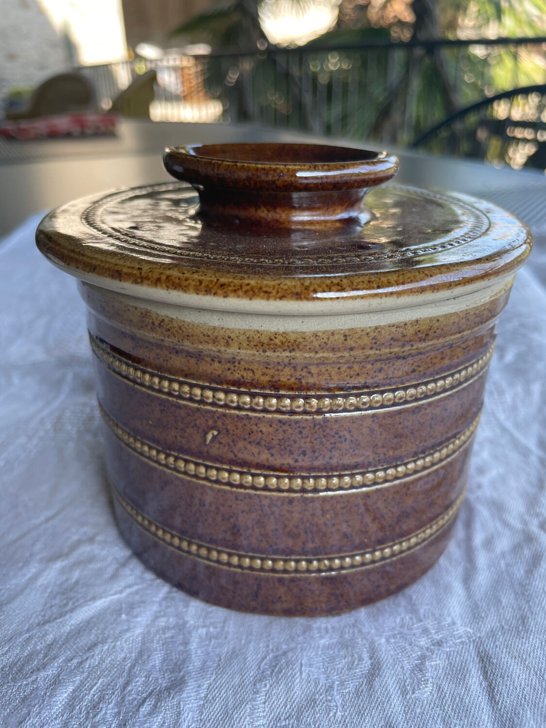 Vintage grès du berry butter dish