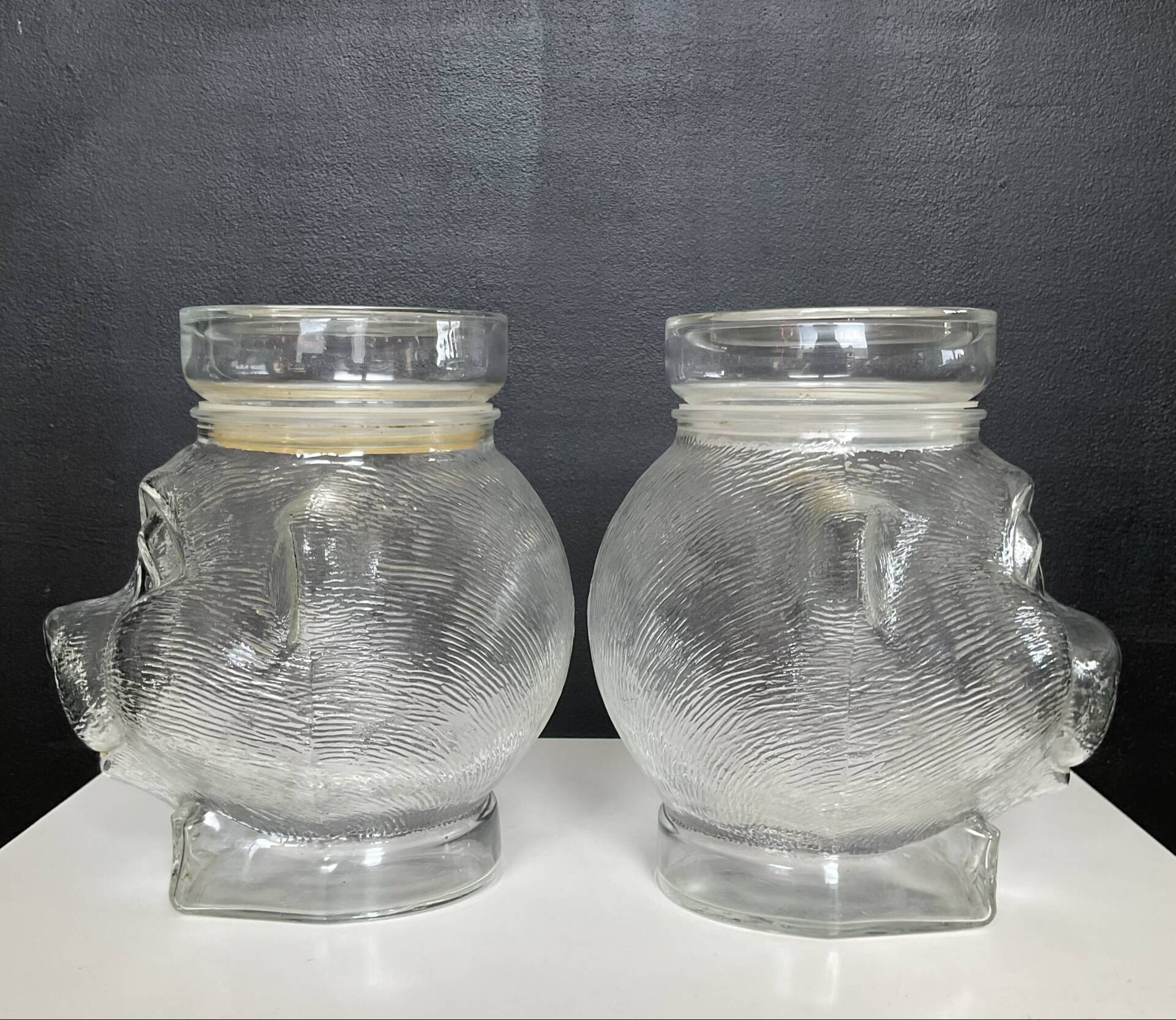 Pair of vintage jars candy jar bear head