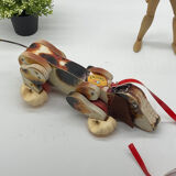 Dog to pull snoopy, file price toys, old wood toy