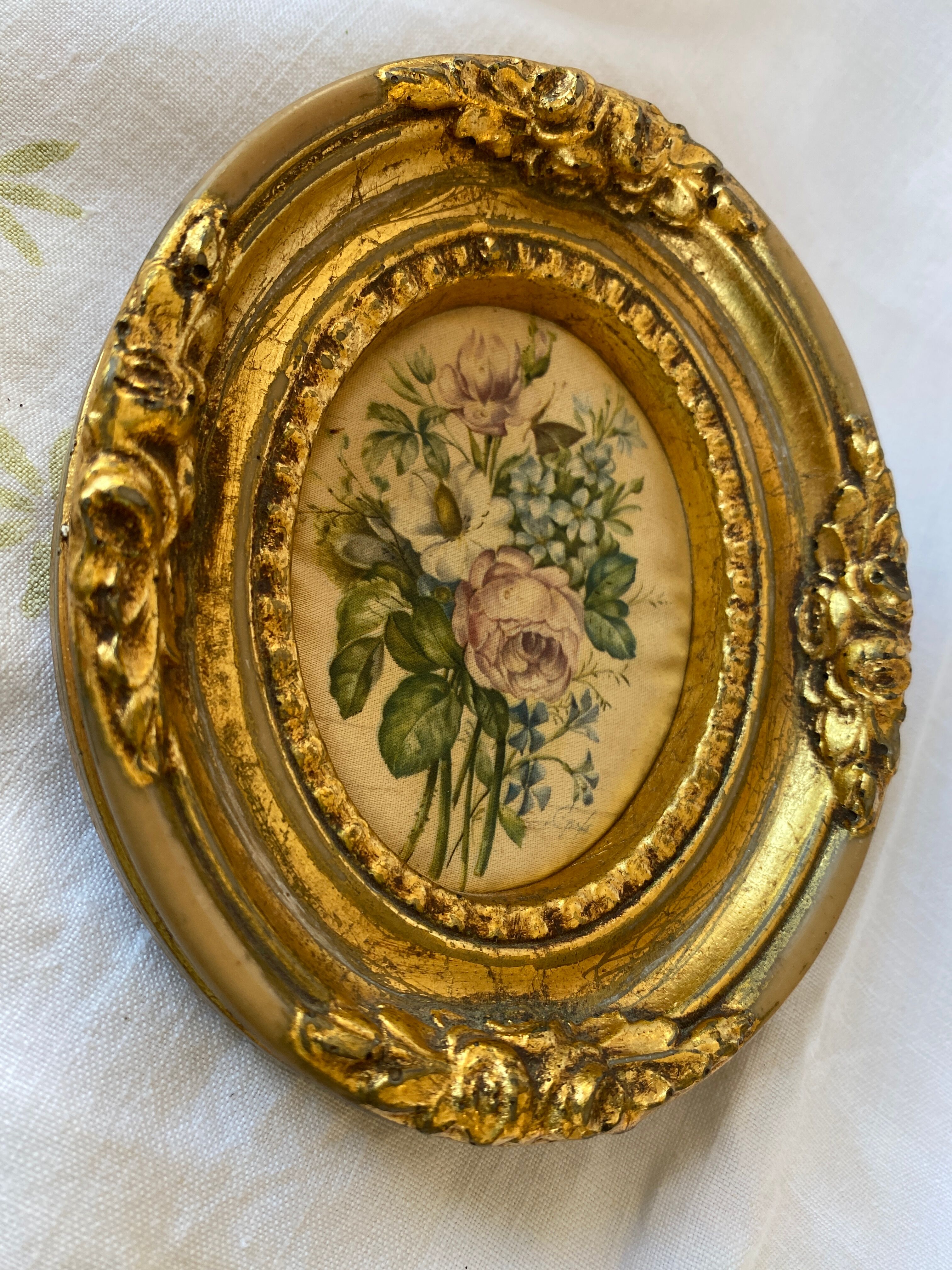 Frame with silk roses