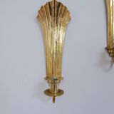 Pair of Art Deco brass wall sconces by Holmström, Arvika, Sweden, 1940s.