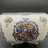 Late 19th century glazed earthenware planter, Longwy enamel style - 648003