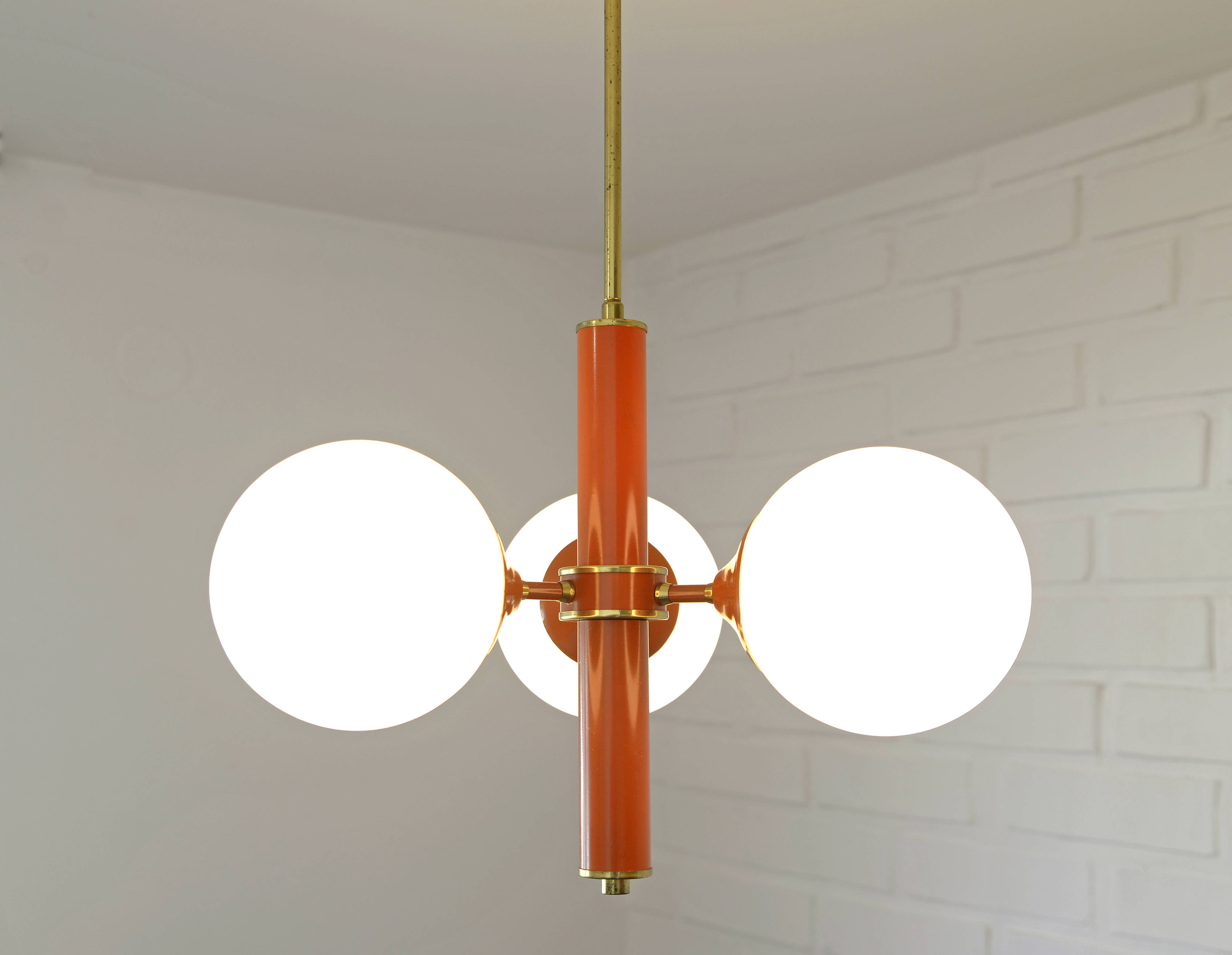 Lustre Spoutnik vintage suspendu Space Age orange rétro éclairage de plafond