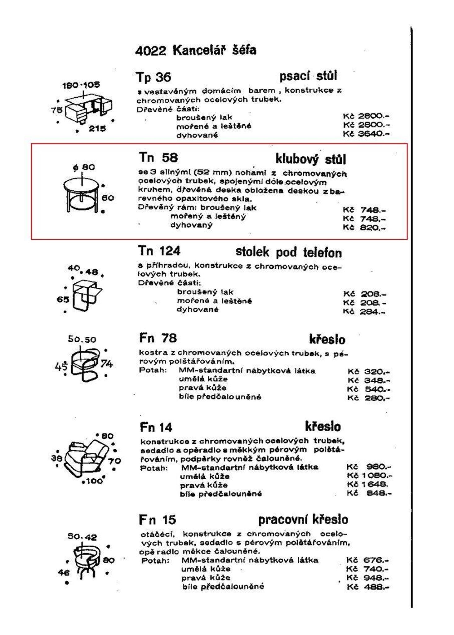 Table fonctionnelle Mücke-Melder TN58, 1930-40s