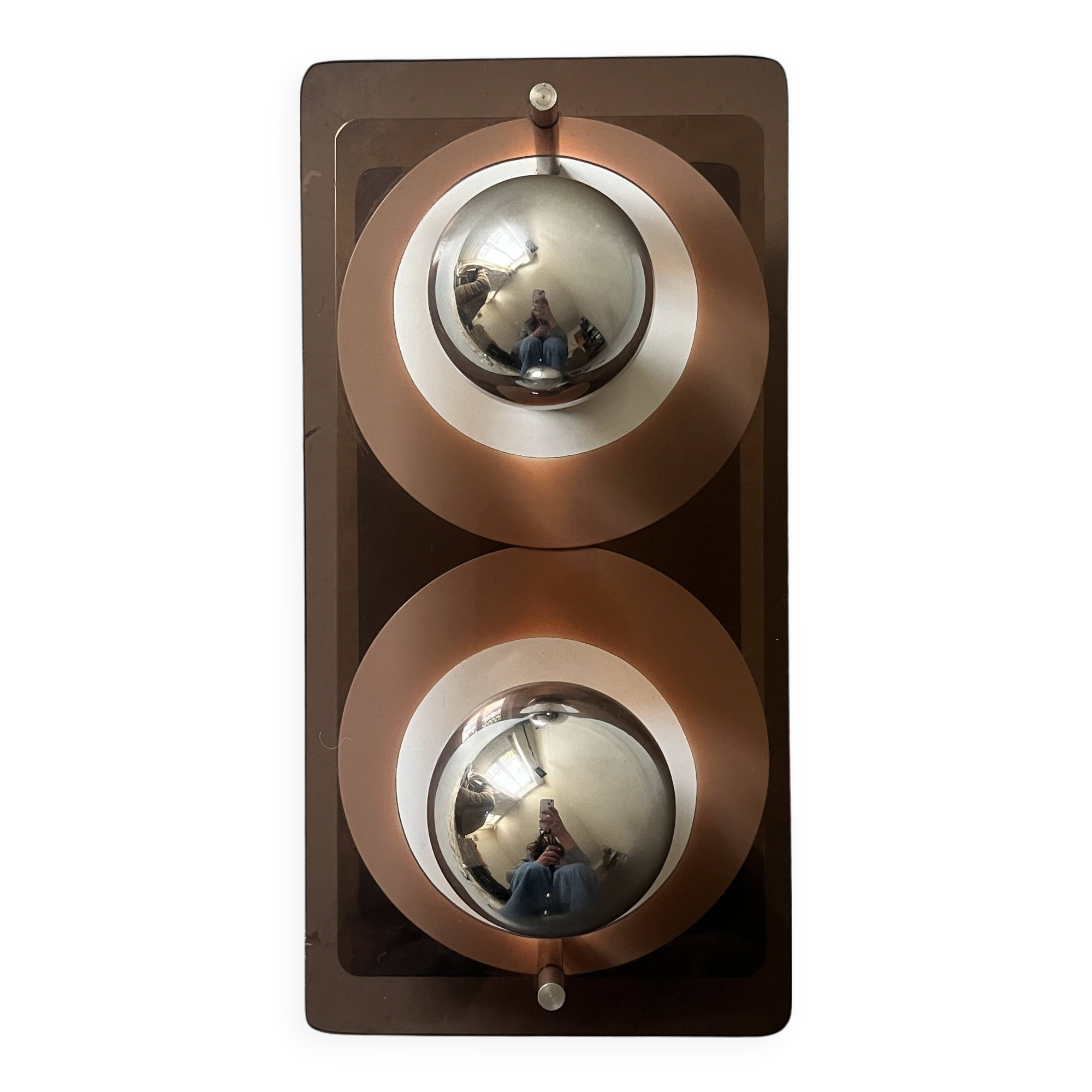 Disco wall light in smoked plexiglass by Jacqueline Trocmé for Oxar, design 1970