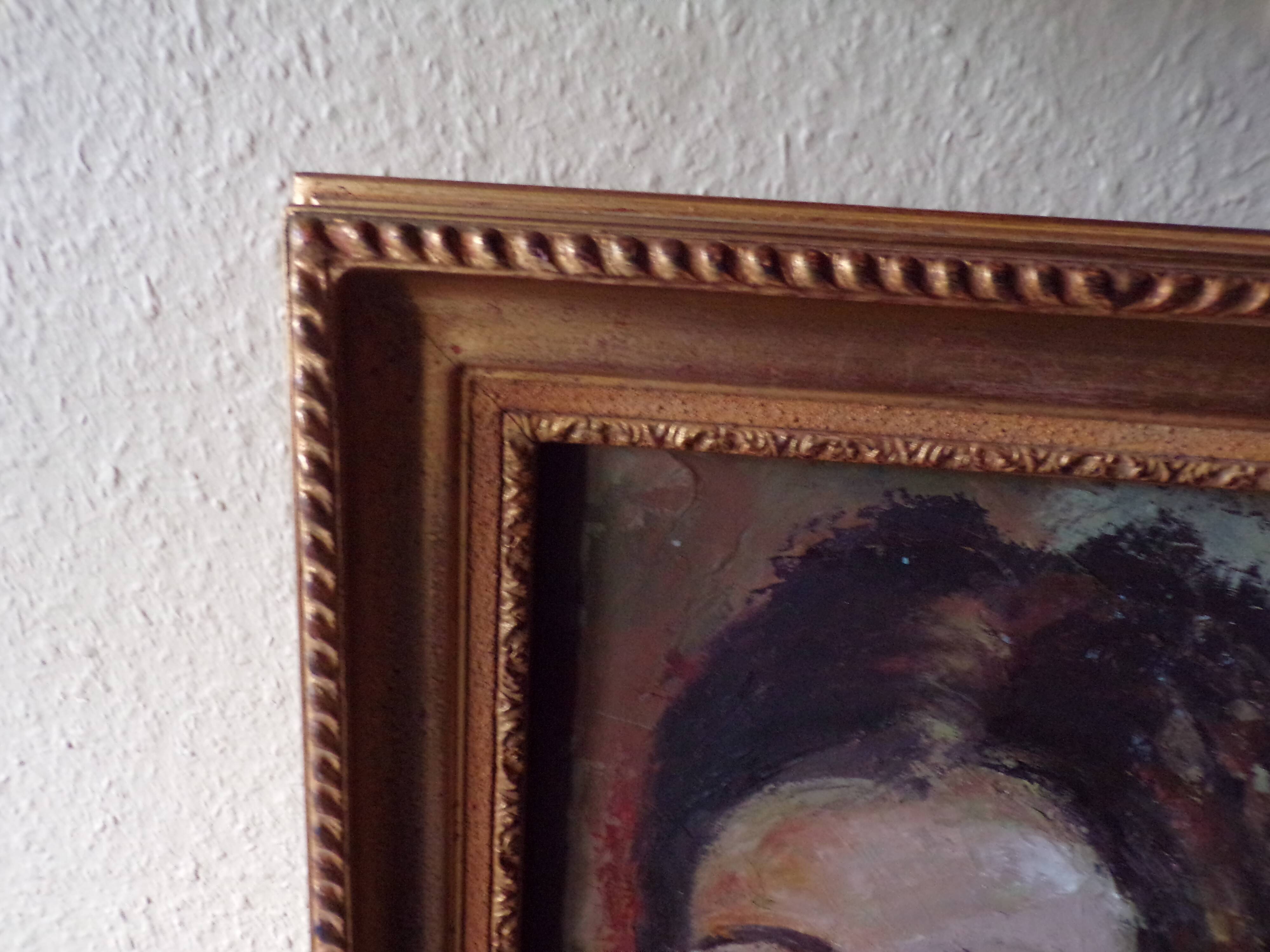 Portrait of young woman table XX century