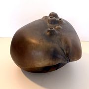 Brown Lacquered Ceramic Tulip Vase / Centerpiece by Giacomo Onestini