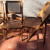 Suite of 4 folding chairs cannage 60s vintage