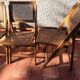 Suite of 4 folding chairs cannage 60s vintage