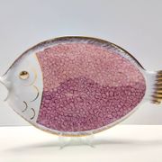 Large Ceramic Pink Fish Vide-Poche / Decorative Plate by Rometti, Italy