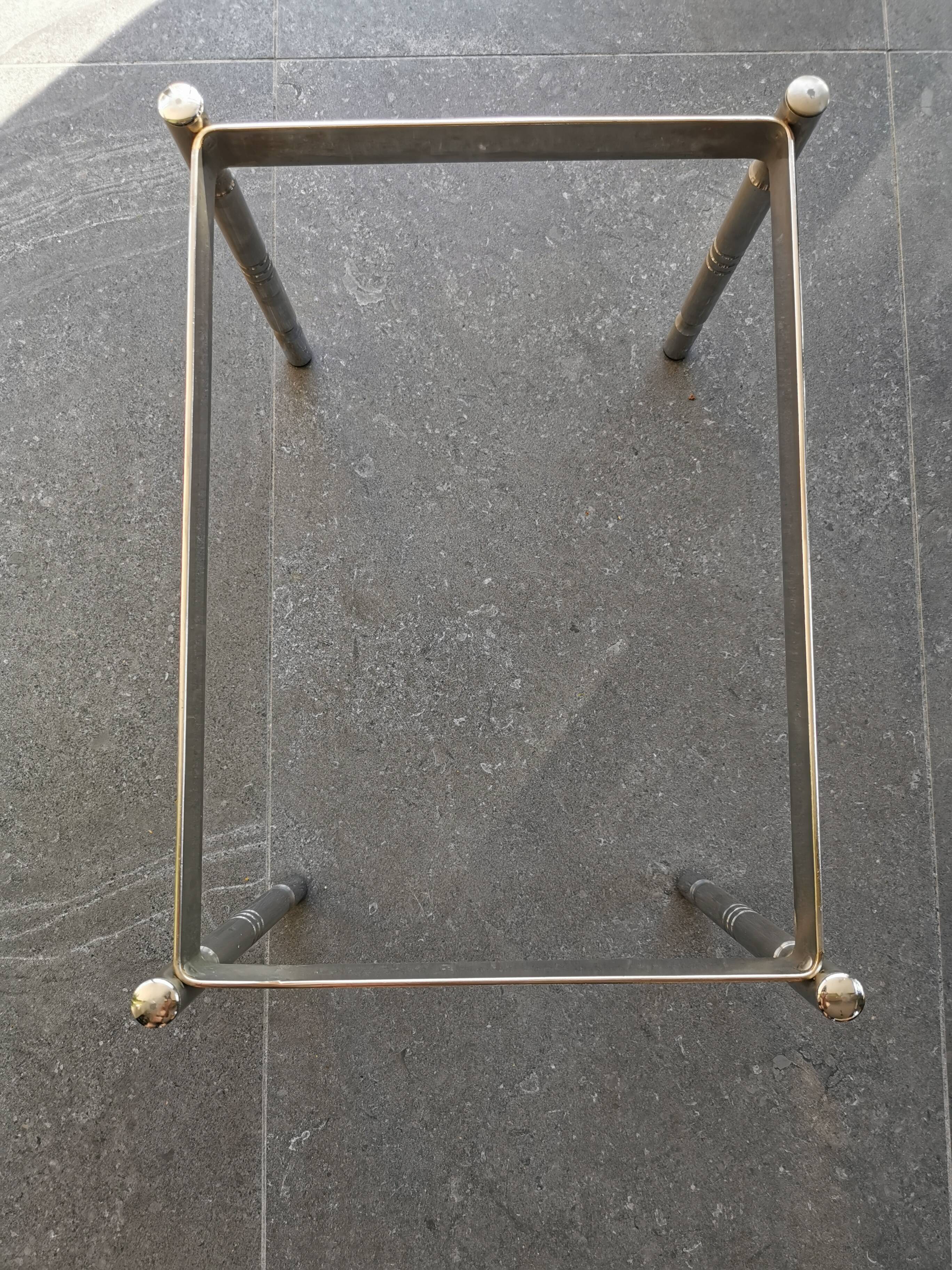 Vintage coffee table in chrome metal and smoked glass