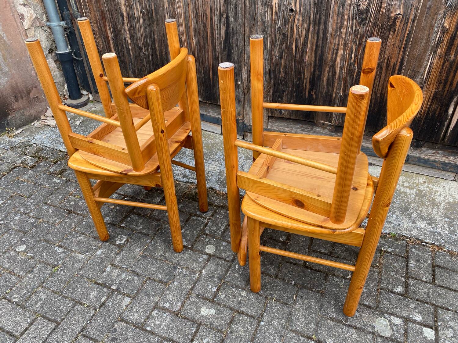Set of 4 solid pine chairs by Rainer Daumiller circa 1960