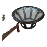 Maugrion editions rattan and glass coffee table