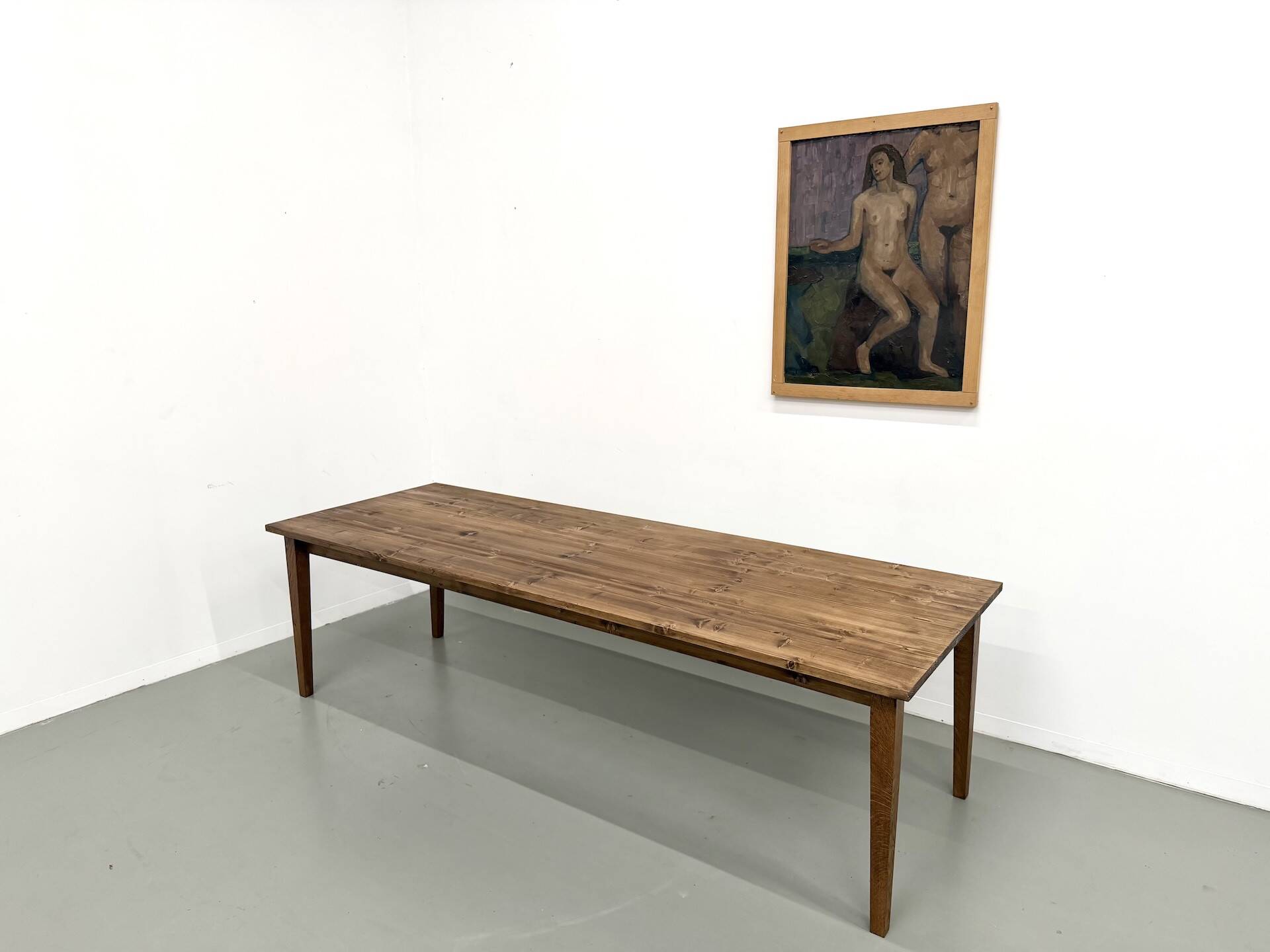 Farm table with tapered legs, L 260 cm