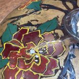 Enamelled glass footed bowl signed LEG for LEGRAS