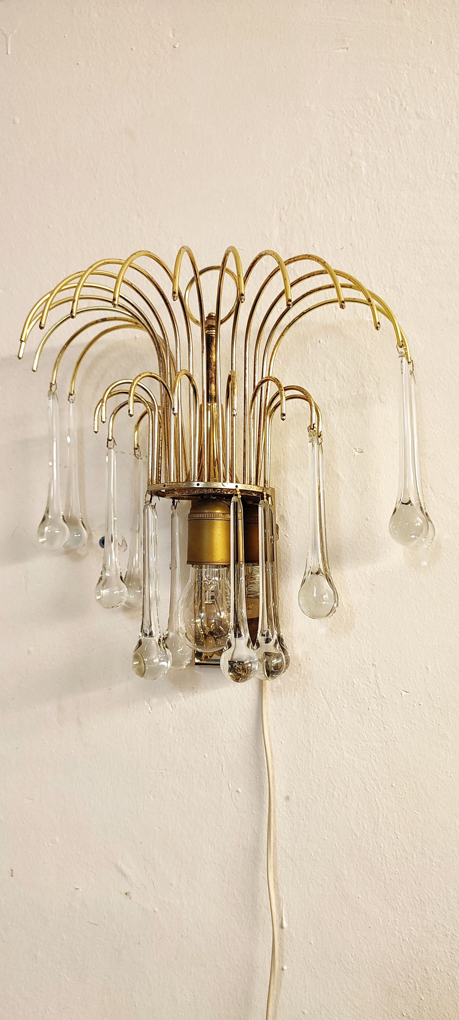 Wall lamp "Venini" of crystals. Italy 1970s