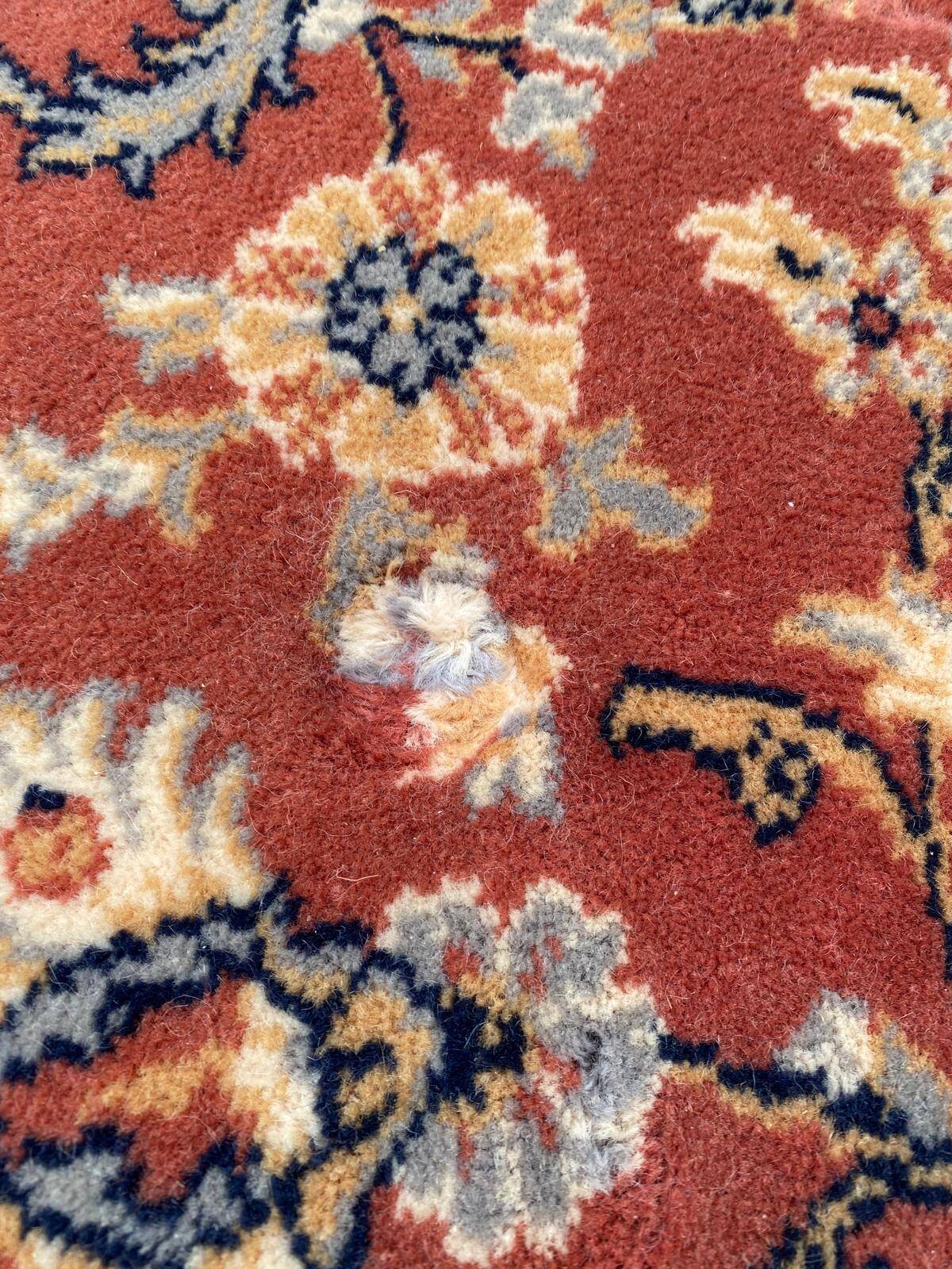 Saint Maclou Persian rug with flowers, wool velvet, burgundy, 240x330