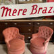 Pair of small powder pink toad armchairs