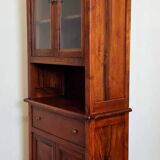Vintage Louis Philippe style ceremonial bookcase in walnut