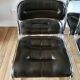 Set consisting of a table in chrome and smoked glass and its 4 tubular chairs in chrome and skaï a