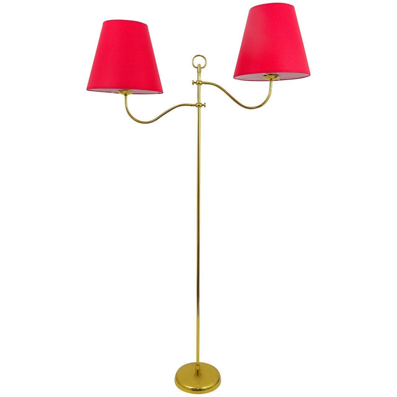 Josef Frank Lampadaire en laiton réglable à deux bras, milieu du siècle, Autriche, années 1950