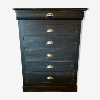 Commode type semainier patine noire