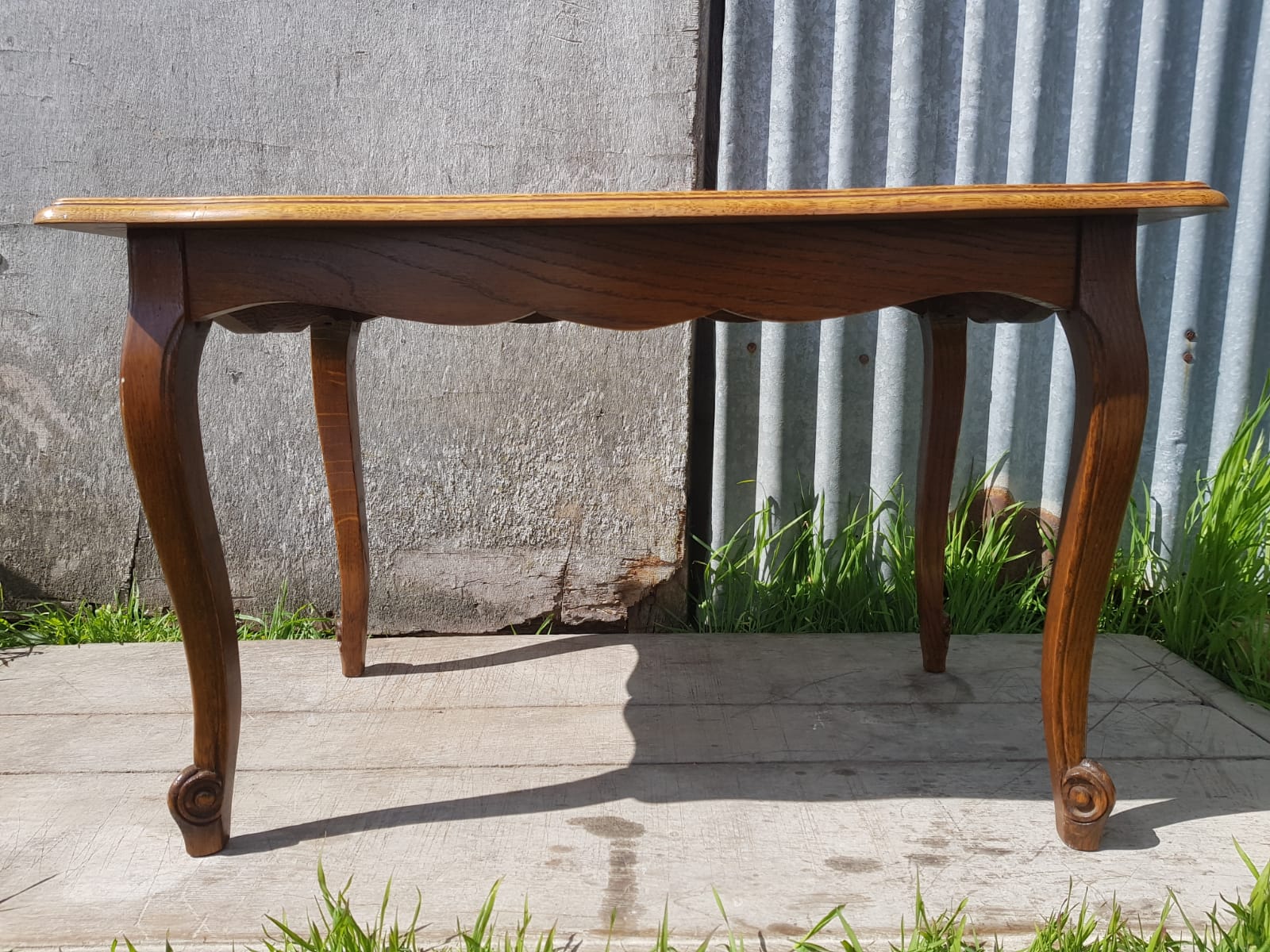 Former table low style Louis XV marquetry wood feet curved vintage