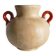 Art Deco Ceramic Beige Vase with Red Handles by Anna-Lisa Thomson, Upsala Ekeby