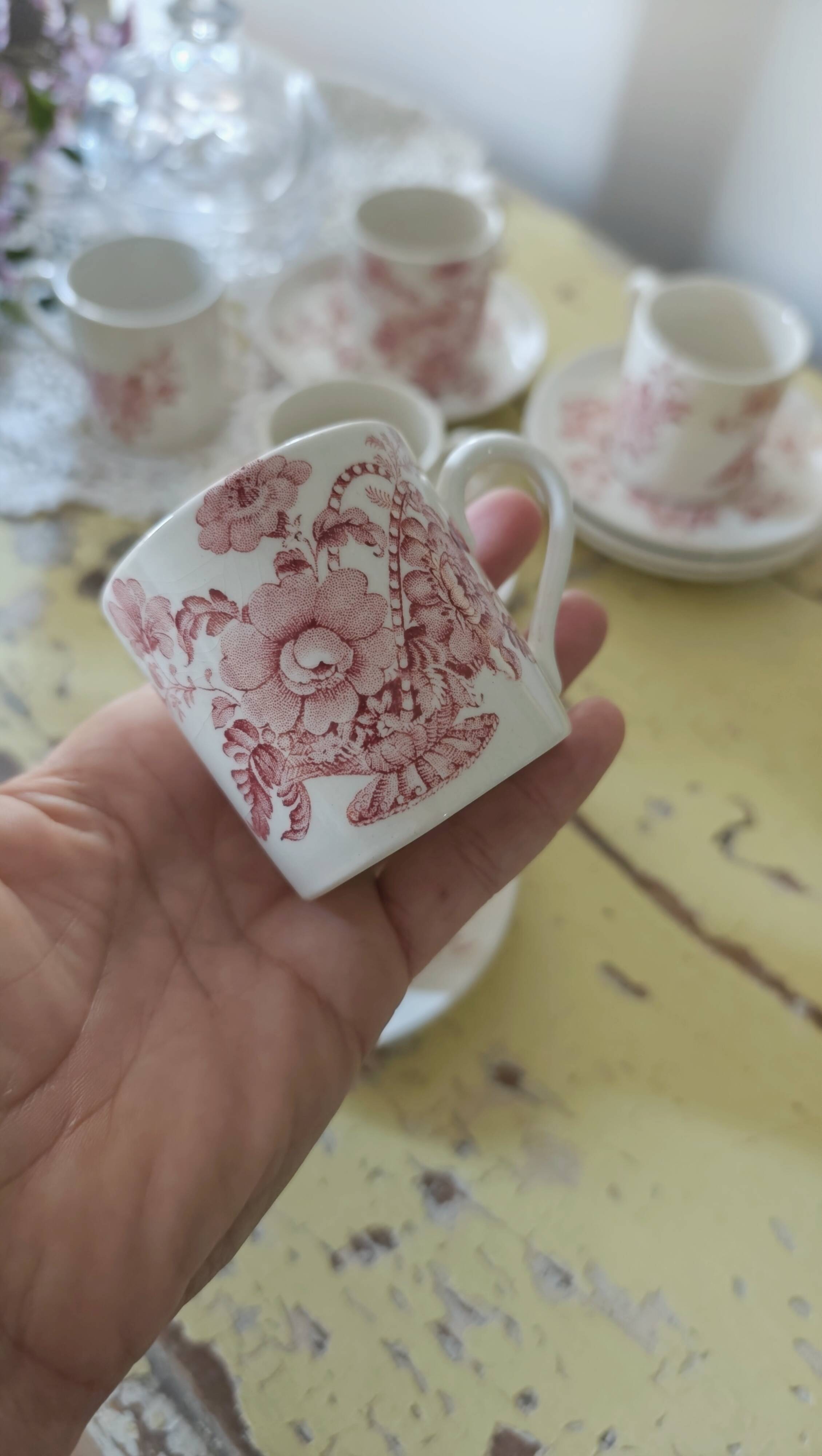 Vintage Coffee Set - 6 Cups and 6 Saucers - Crown Devon Brand