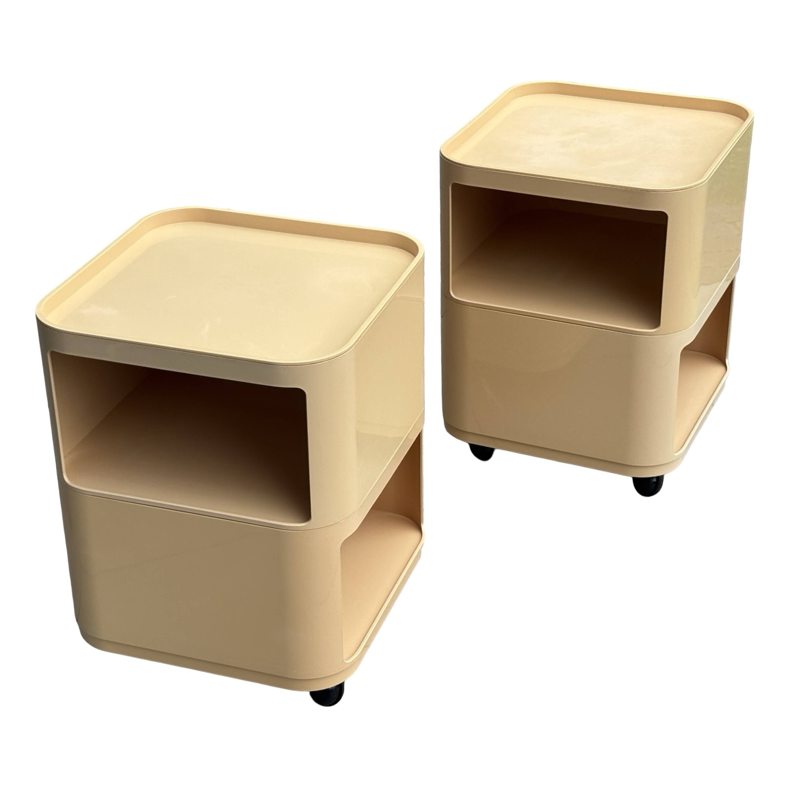 Ensemble vintage de deux chariots Kartell Componibili 4970 par Anna Castelli