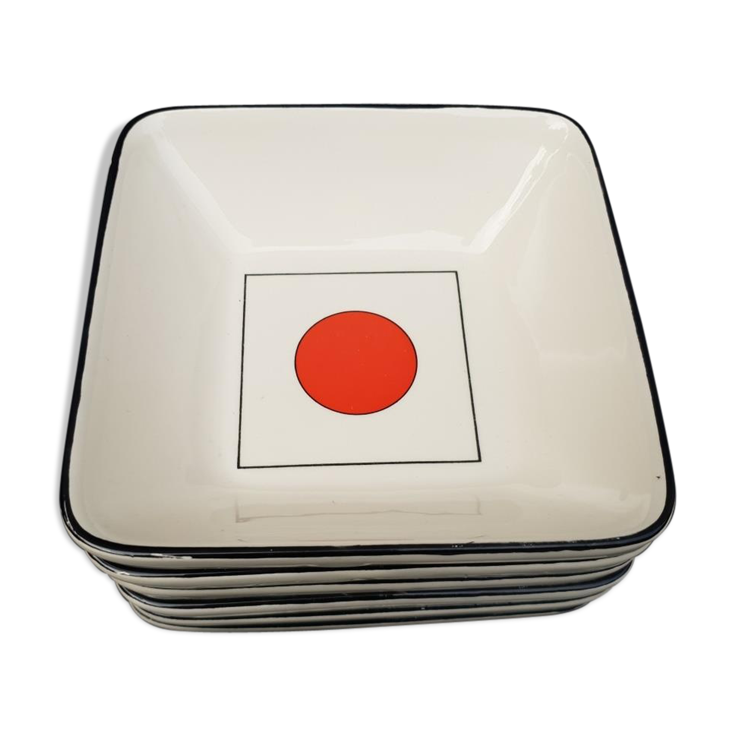 Lot of 6 square plates model Tokyo by Gien H4