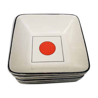 Lot of 6 square plates model Tokyo by Gien H4