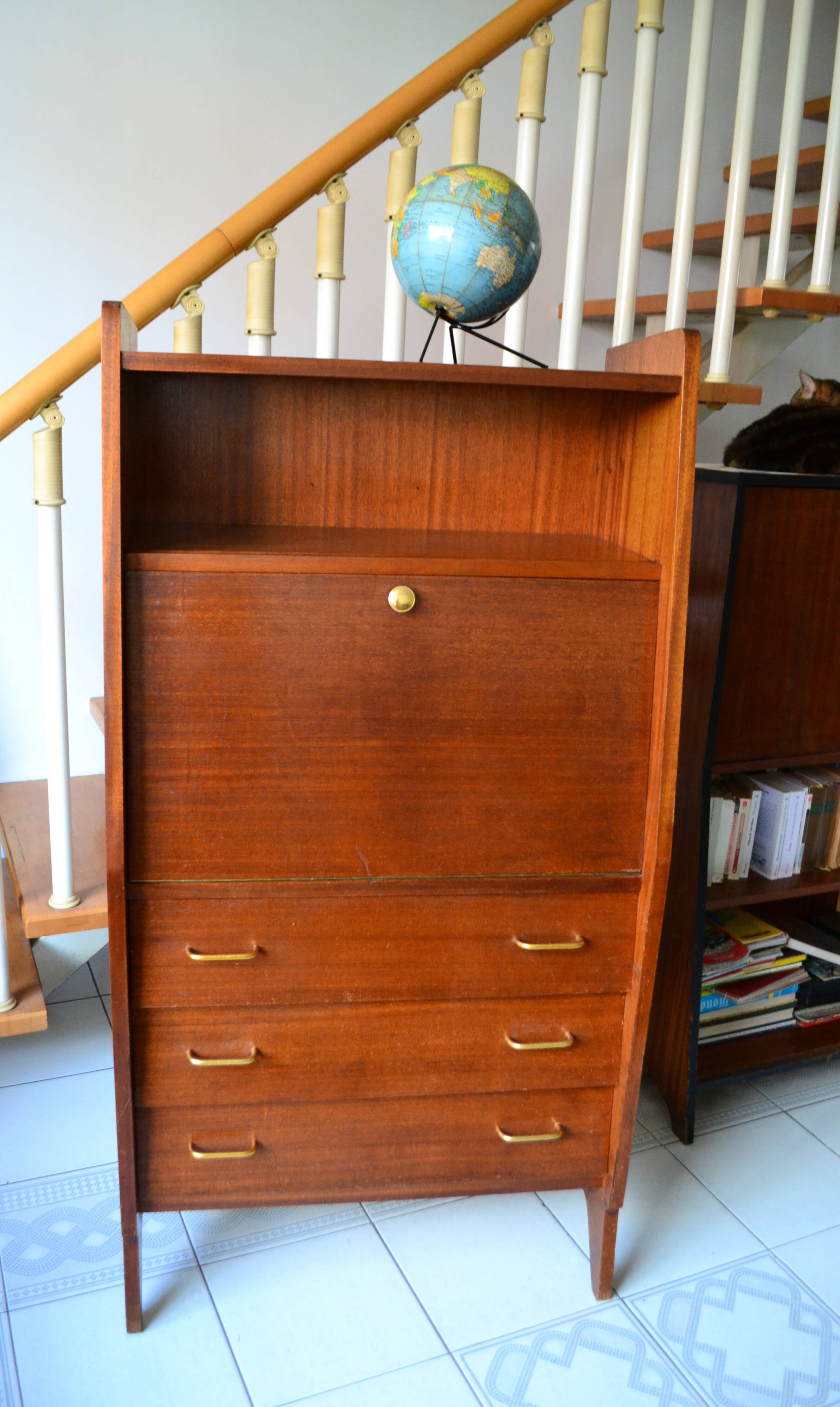 Vintage mahogany wing-shaped secretary
