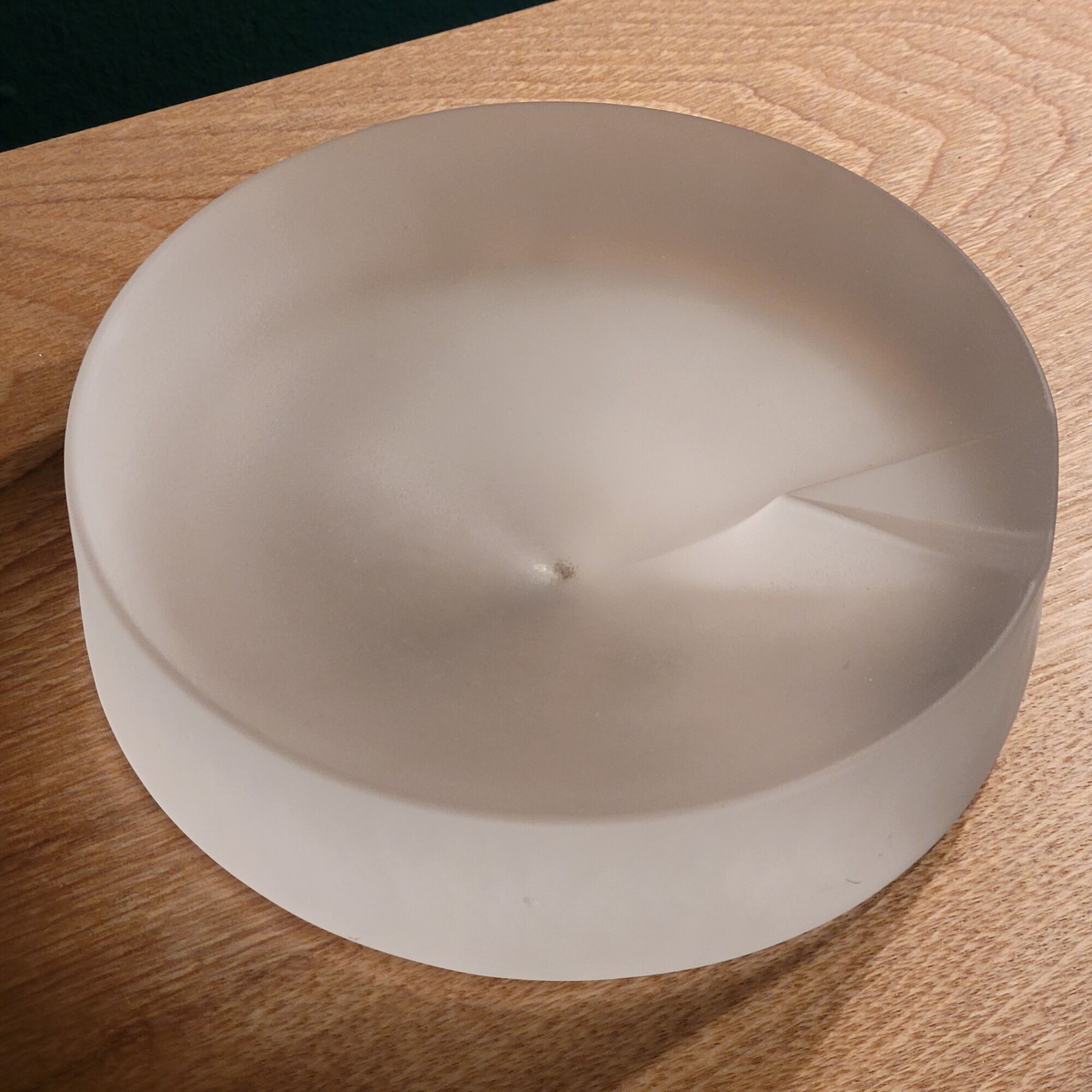 Empty ashtray pocket modernist design in satin molded pressed glass