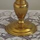 Vintage French Round Brass Table Lamp With Beige and Gold Shade