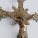 Ornate engraved brass crucifix, Christian cross, Jesus Christ.