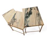 Nested tables in brass and marble.