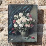 Oil on canvas bouquet of roses still life
