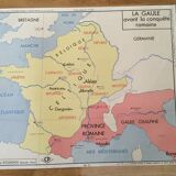 Affiche pédagogique carte histoire Rossignol vintage