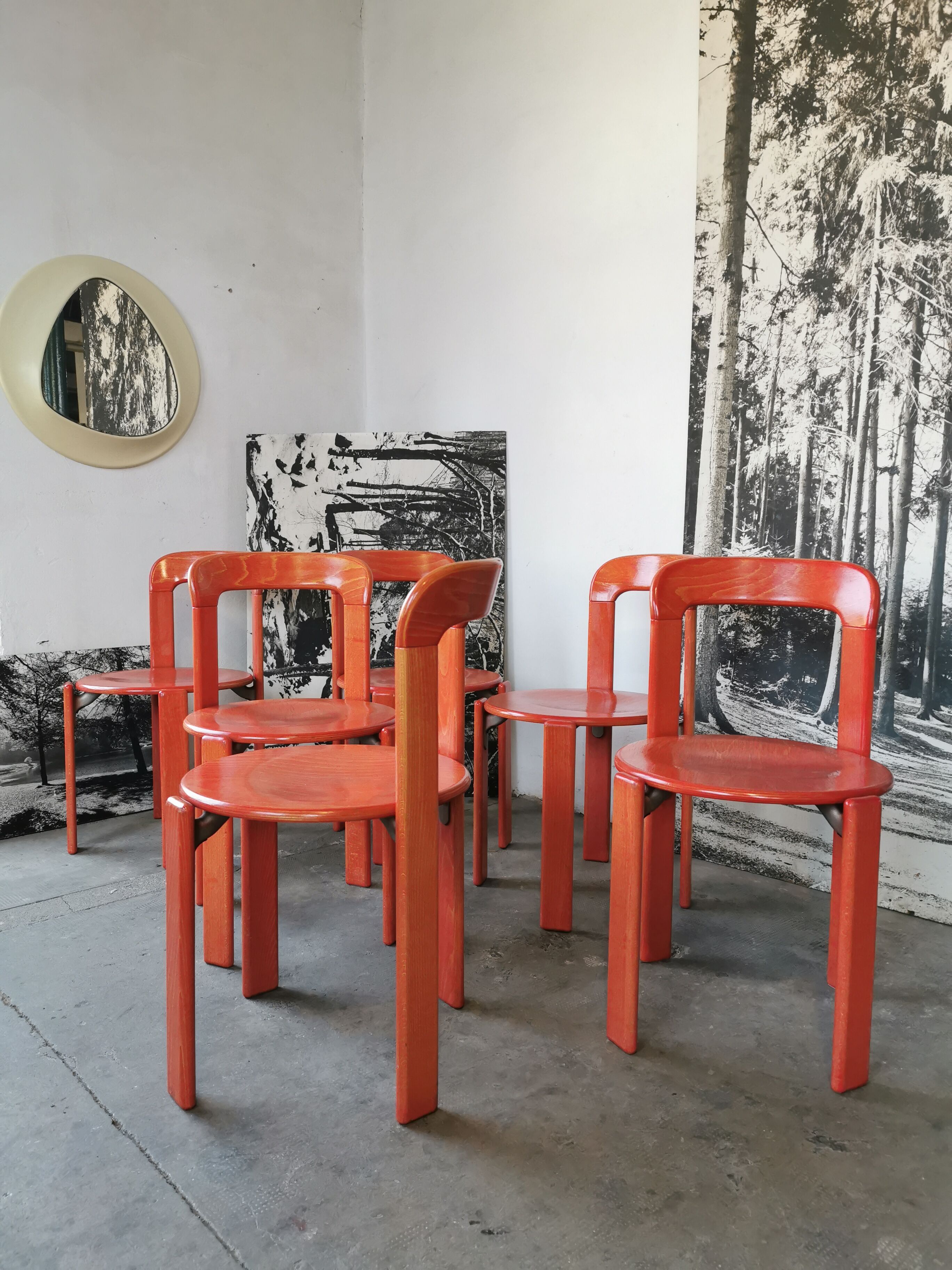 Set of 6 rey chairs by bruno rey for kusch and co