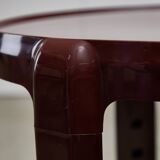 Desserte ronde et bar bordeaux, par Alberto Rosselli pour Kartell, années 1970