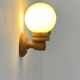 Pair of vintage wall lights, pine and opaline glass, France, 1980
