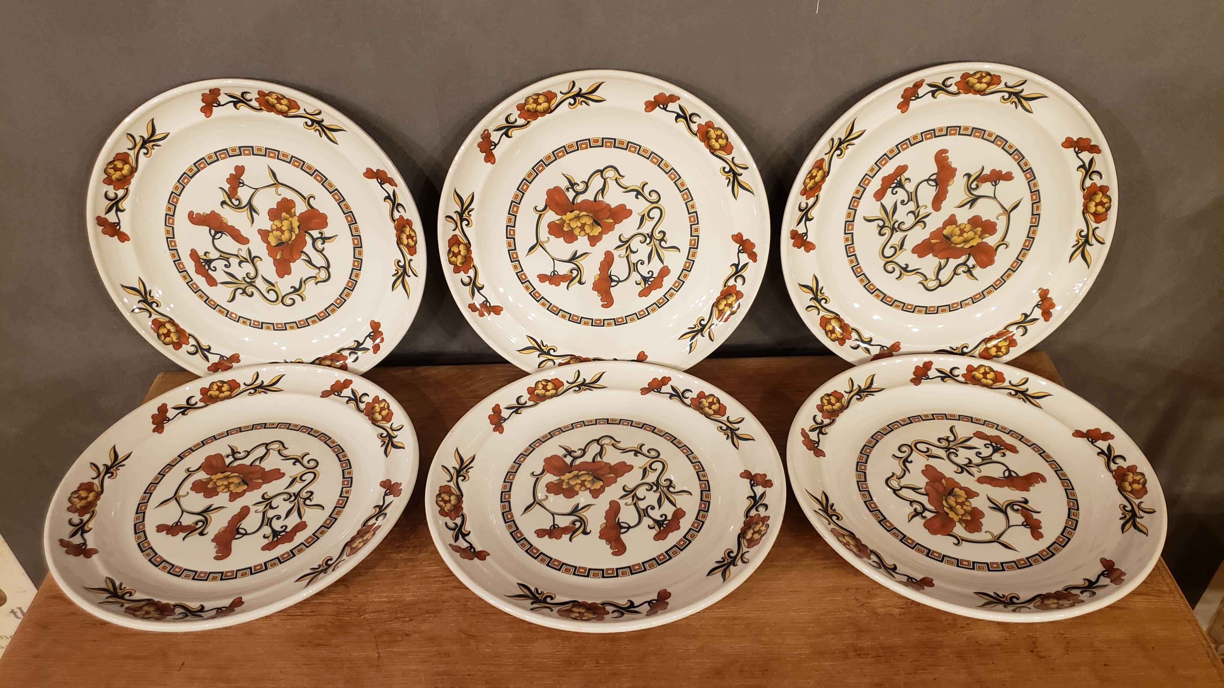 6 Syracuse Sarreguemines Flat Plates Flower Decor