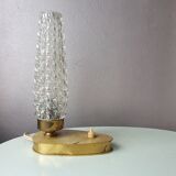 Art Deco France bedside lamp, brass with glass shade, '30s