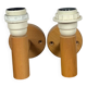 Scandinavian wooden wall light duo, beech, minimalist 1980
