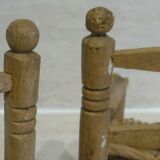 Bench and armchair in wood and straw for doll