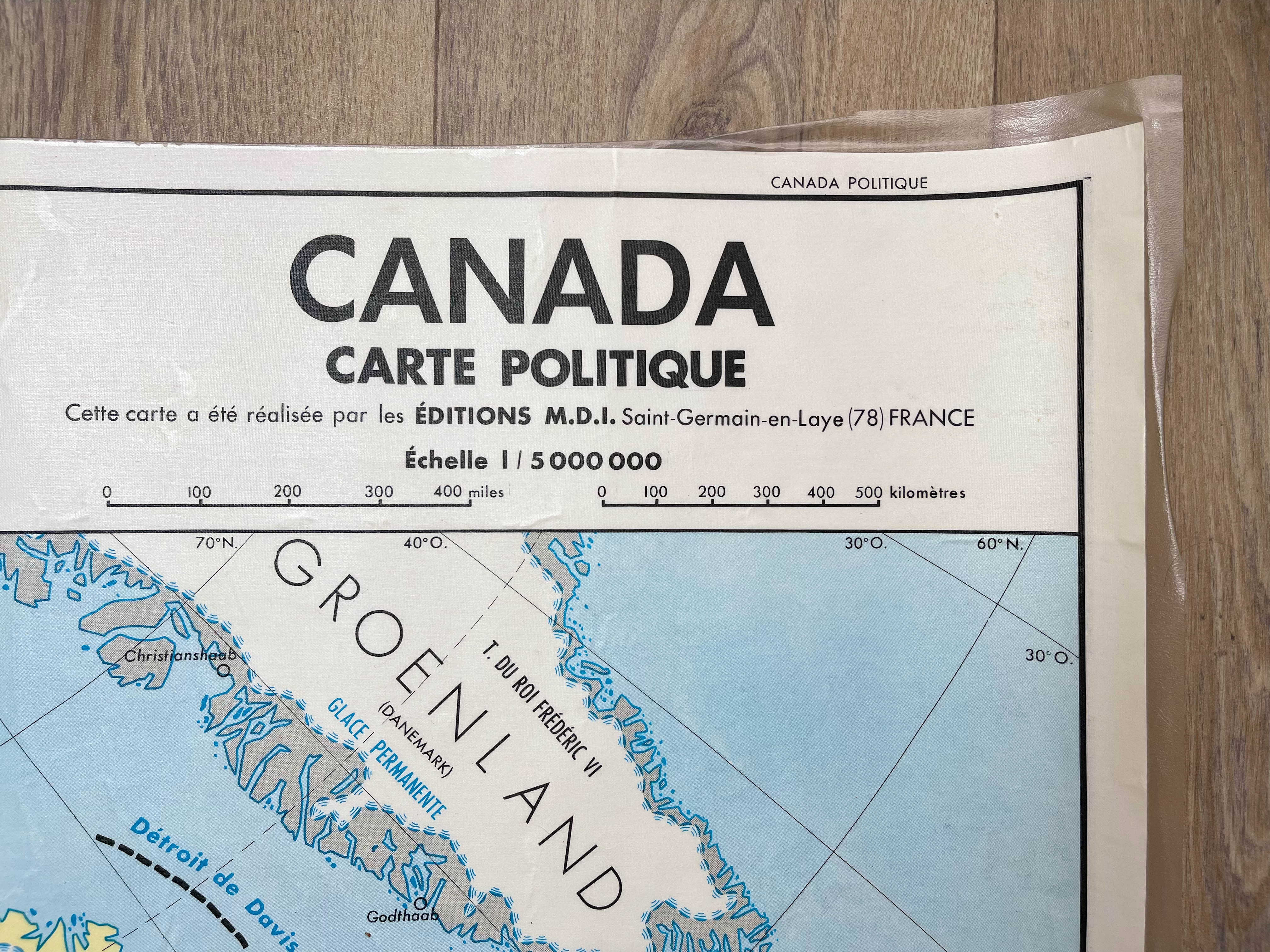 Carte scolaire vintage canada mdi année 1971