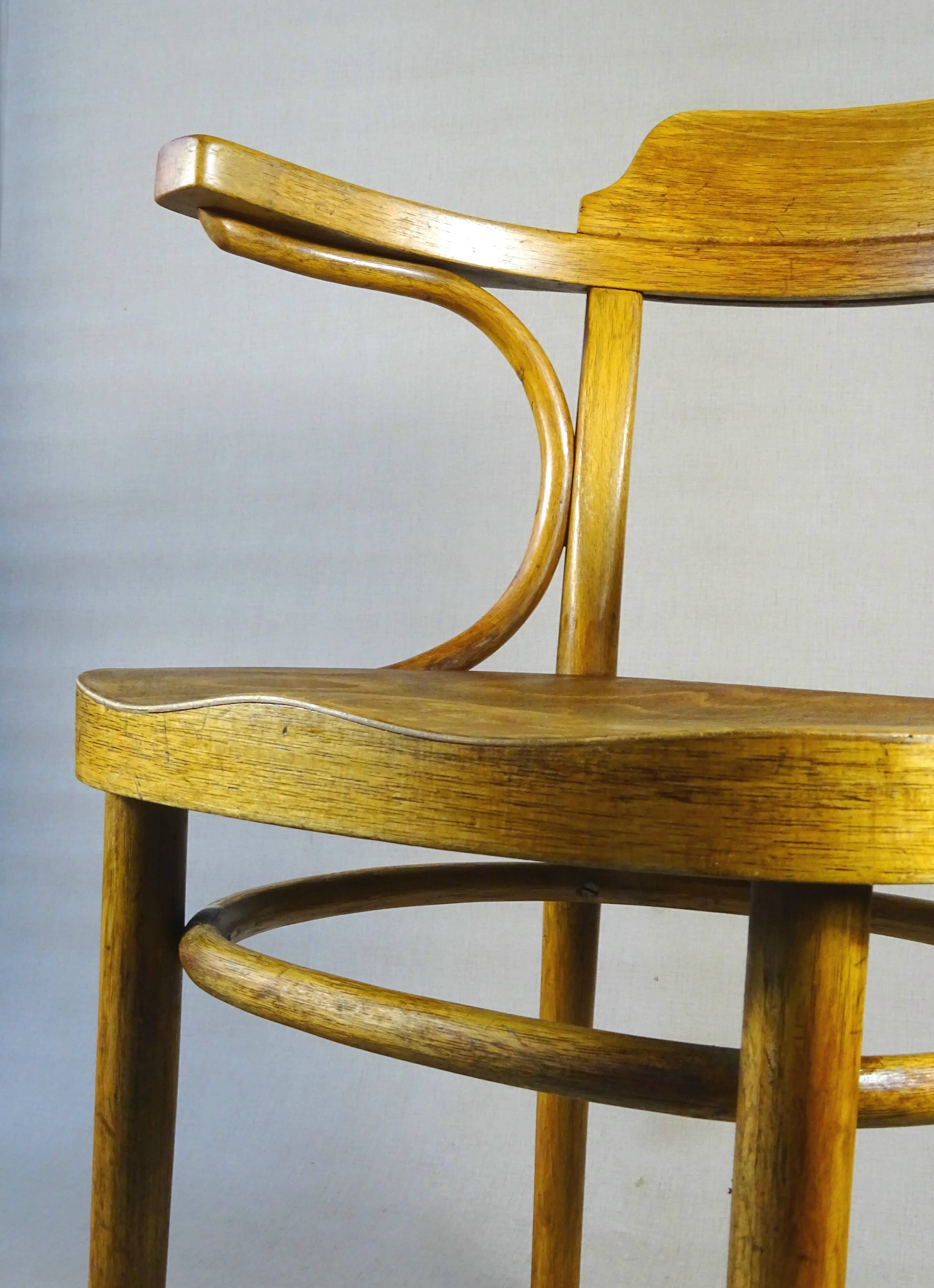 Thonet Bistrot Armchair N°B4 circa 1930 saddle wood seat