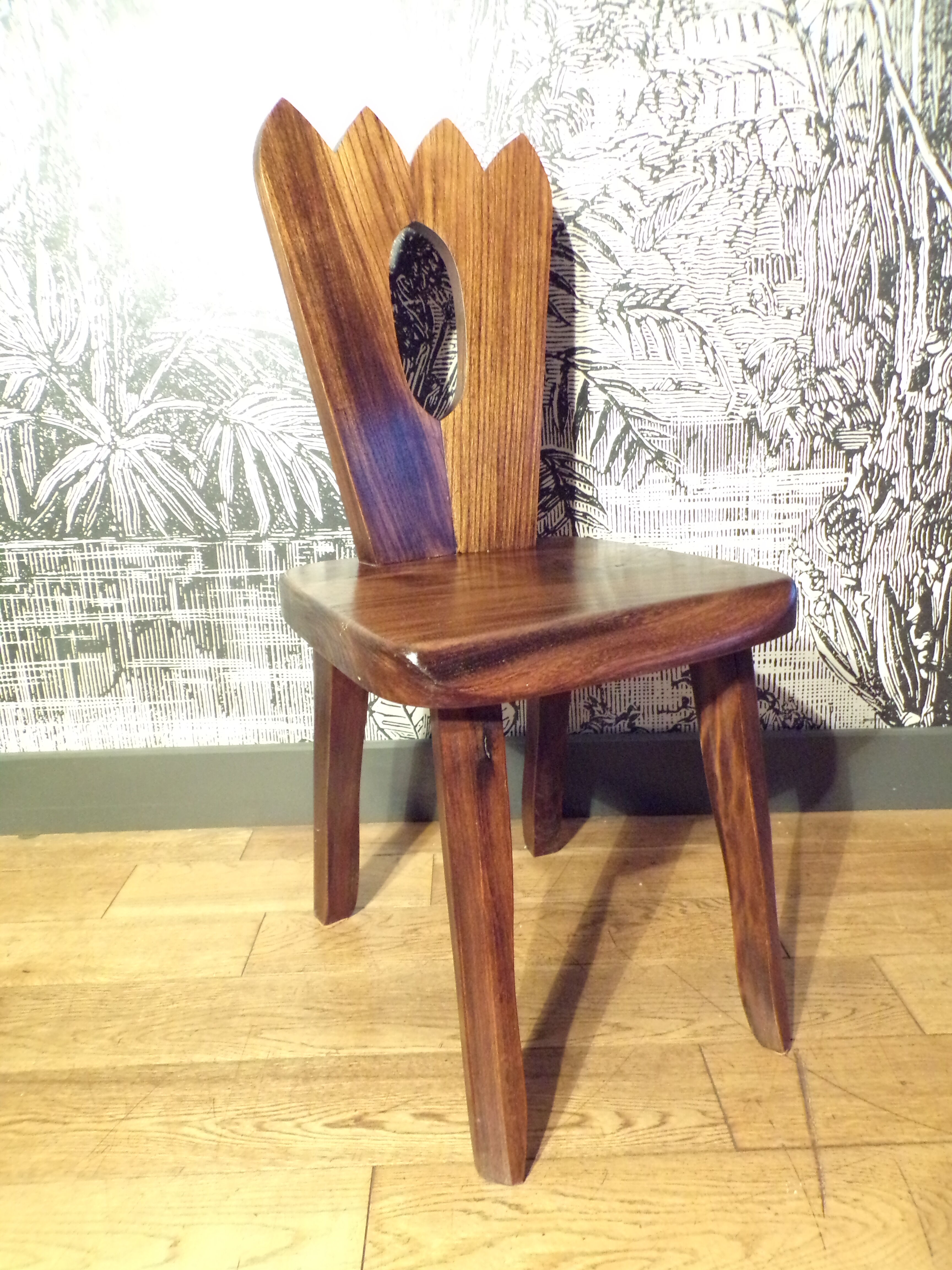 Brutalist chair in solid elm