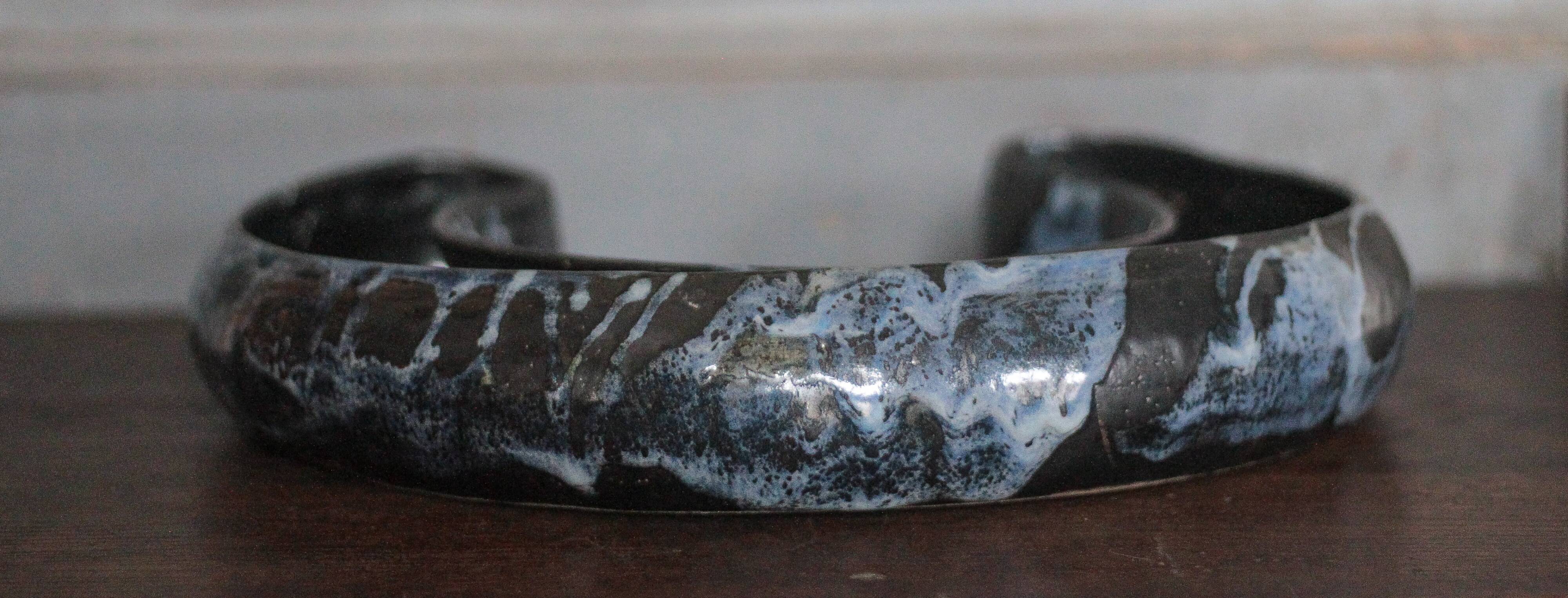 Ceramic jardinière signed Blain Francoise, pottery La Borne, centre of your